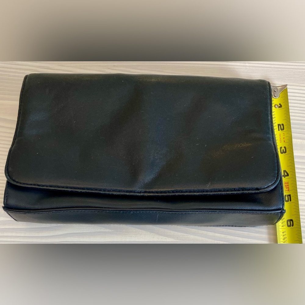 Vintage Black Leather Envelope Clutch • USA Made • Soft 9.5” x 6” - Picture 4 of 10